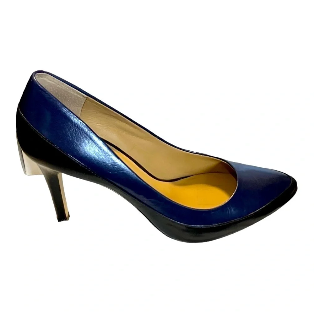 Ann Taylor Two-Tone Pumps Dark Blue Black Pointed Toe 6.5 - Picture 2 of 10